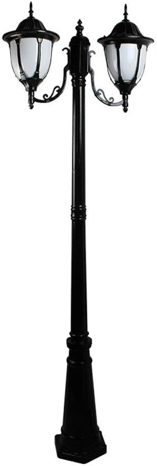 Lamp Post Lights Outdoor2-Lights American n Retro Black Metal 2.3m Landscape Street Light Garden Patio Park Lawn Lighting Outdoor Waterproof Aluminum E27,
