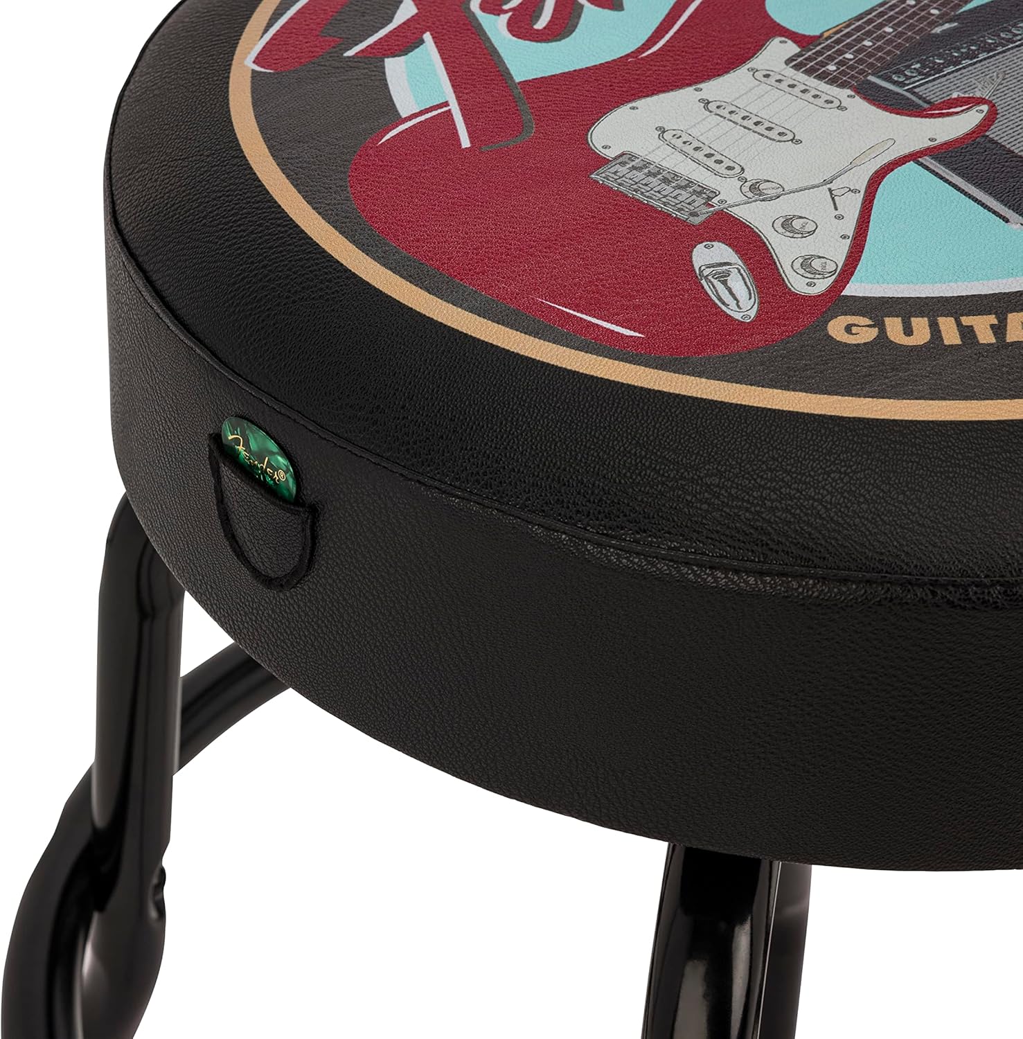 Fender Guitars & Amps Logo Swivel Barstool with Guitar Picks Pouch, Great Gifts for Dad, with 1 Year Limited Warranty, Simple Assembly, Black/Black, 24