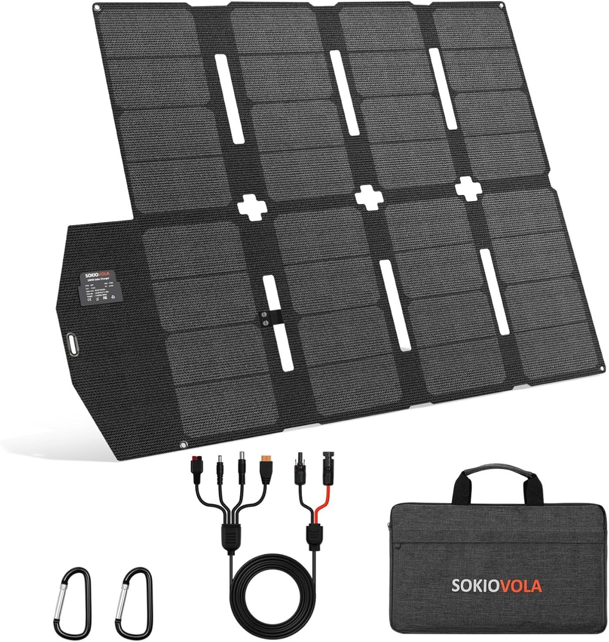 100W Portable Solar Panel for EF/Jackery/Bluetti/Anker Power Station MC4 Output Lightweight & Compact Foldable Solar Panel Charger Kits IP68 Waterproof for RV Travel Outdoor Activities