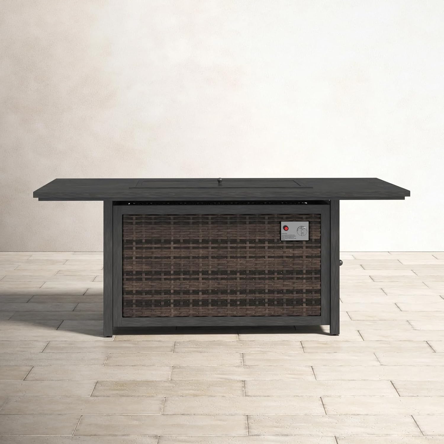 Aluminum,Wicker Propane Fire Pit Table