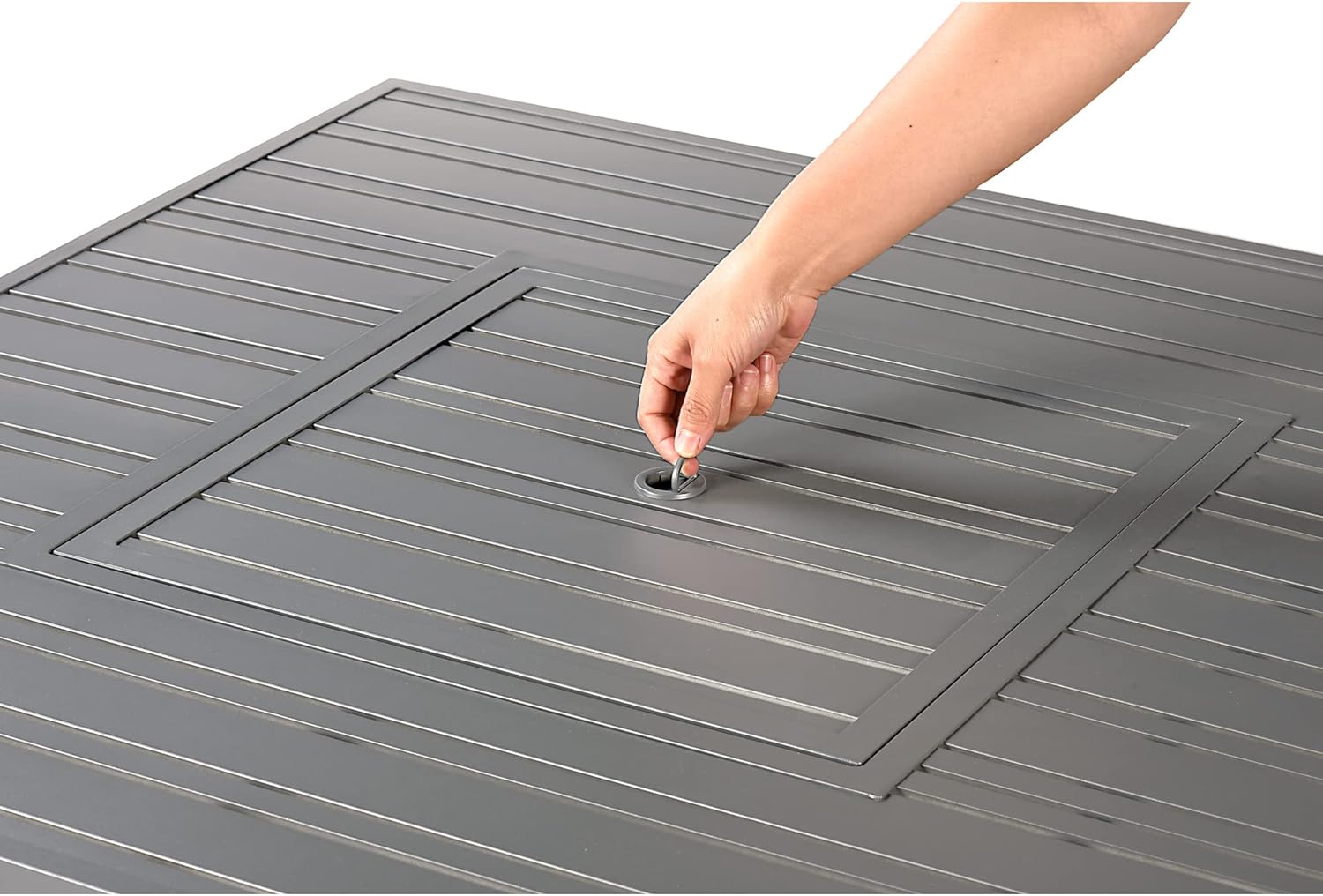 Square 42 in. x 42 in. Aluminum Propane Fire Pit Table with Glass Beads, Two Covers, Lid, 57,000 BTUs in Grey Finish