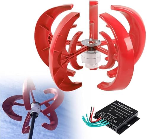 600W Vertical Axis Wind Turbine Generator, No Noise 12V/24V Magnetic Levitation with MPPT Controller, Eco-Friendly for Home & Street Lighting Solutions, 12V White