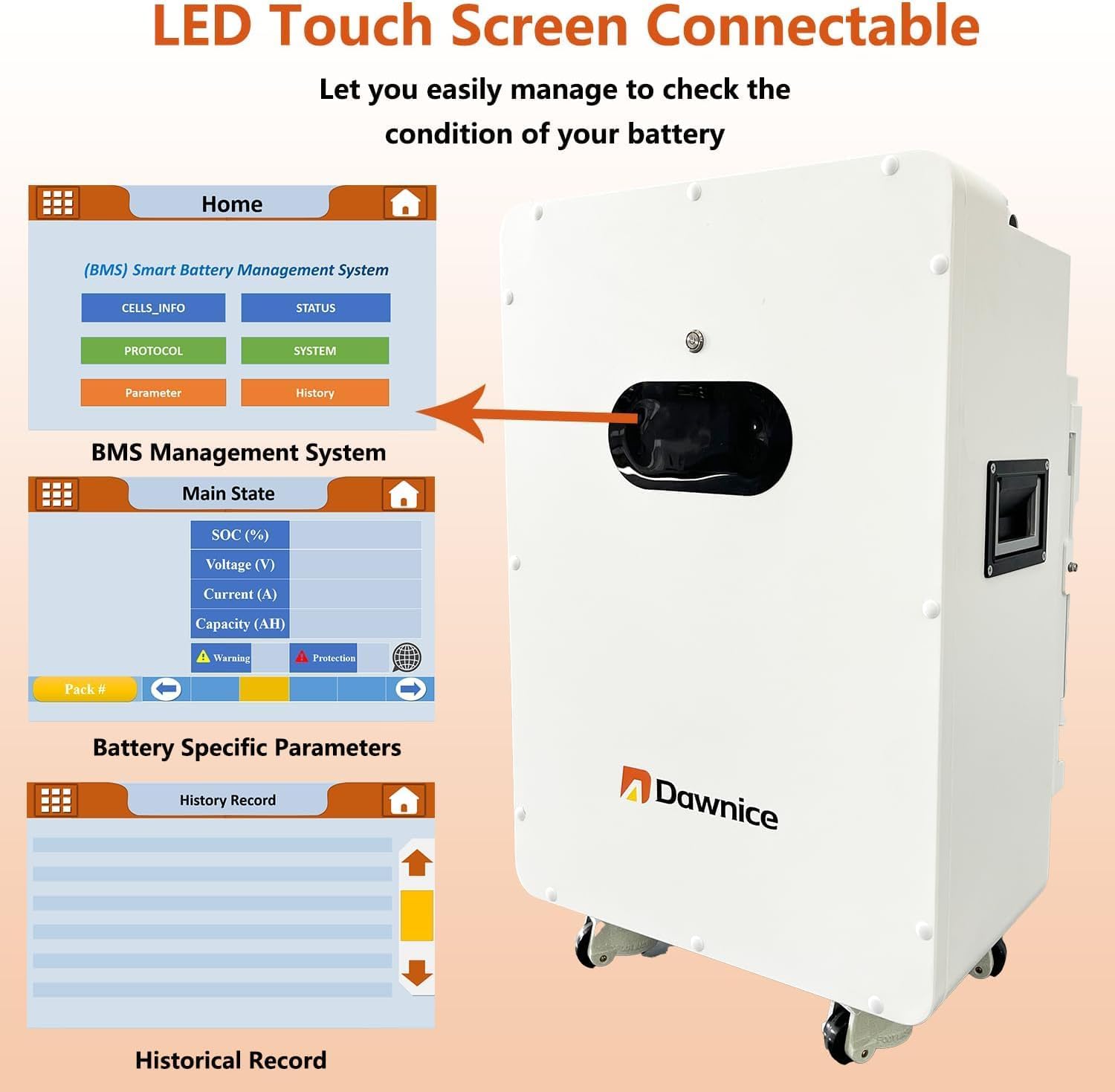 5kwh Solar Storage Lithium Battery 48V 51.2V 100Ah Battery Backup Wall-Mounted Power LiFePo4 Home Solar Electric System Storage Batteries for Camping Home Use, Emergency