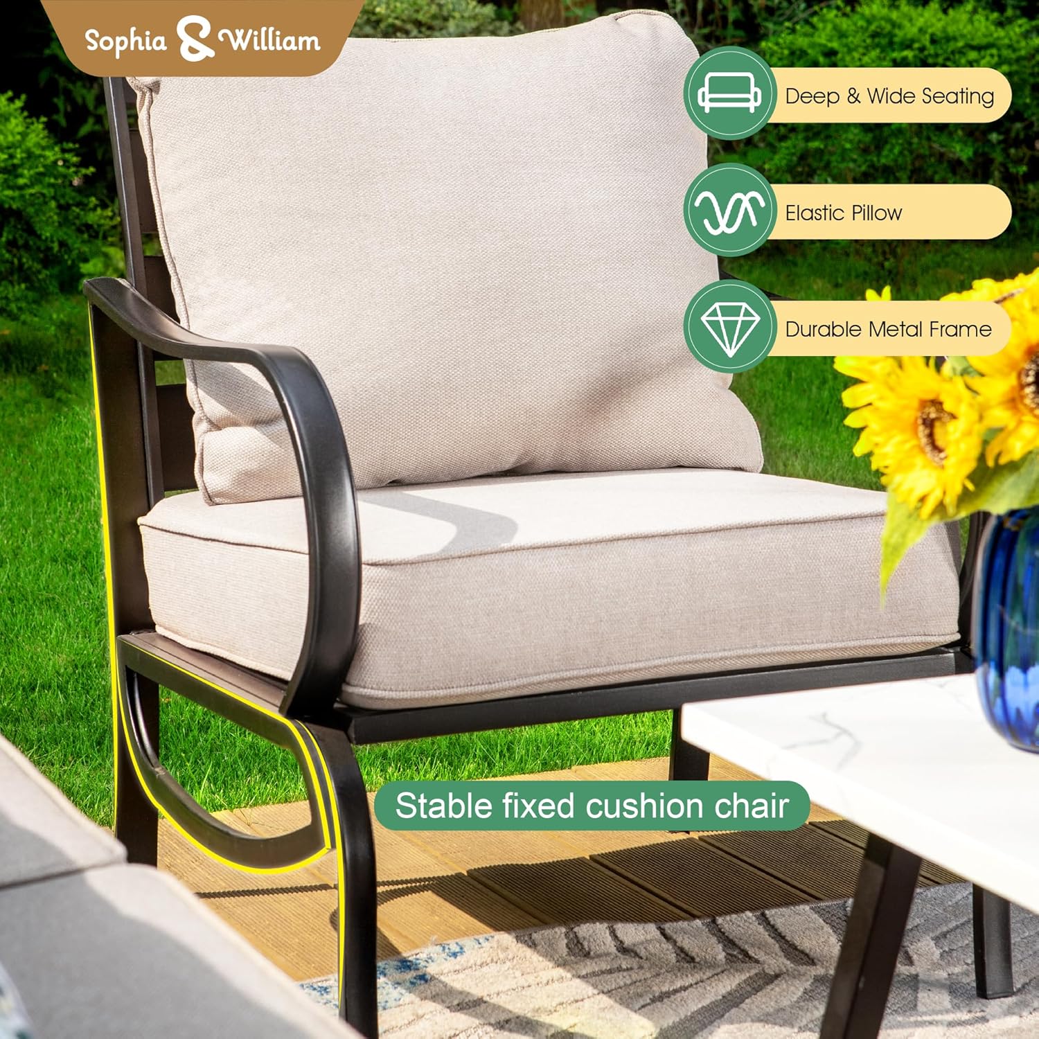 Sophia & William Patio Furniture Sets for 5 with 45