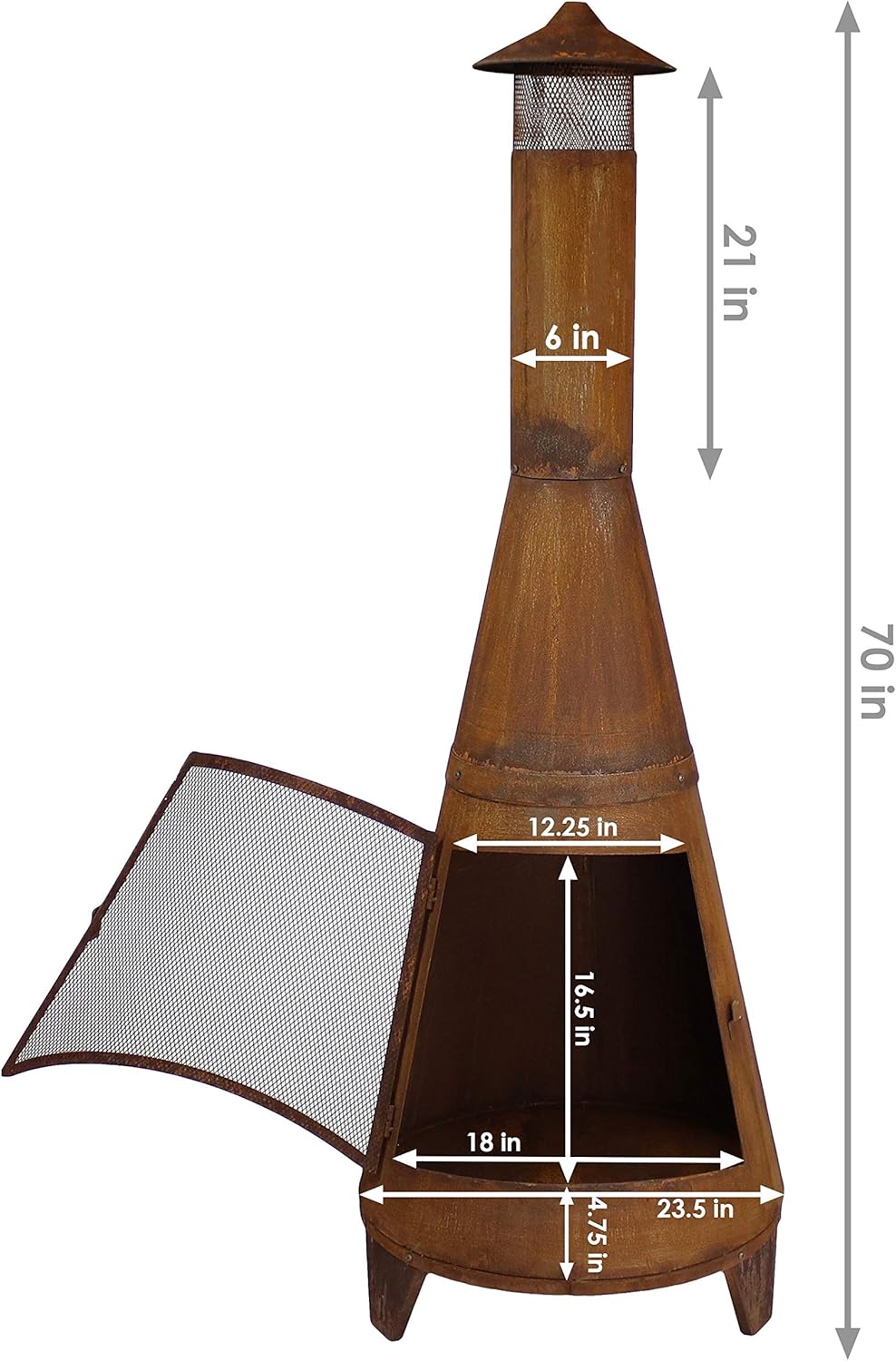 Sunnydaze 70-Inch Rustic Chiminea Outdoor Fireplace - Outdoor Wood-Burning Chiminea Fire Pit - Chimney Fire Pit