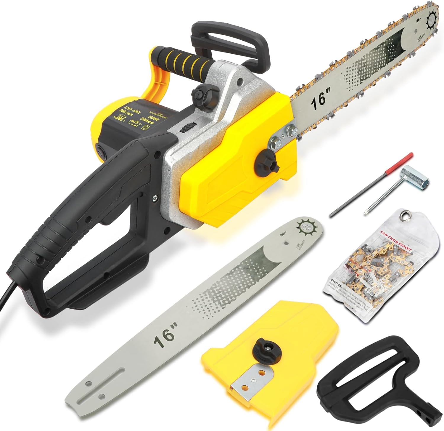 Electric Chainsaw,18-inch 15 Amp Self-Sharpening Corded Chainsaw,Powerful Corded Electric Saw,Low Kickback Power Chain Saws for Daily Outdoor Cutting Material Processing & Wood Cutting