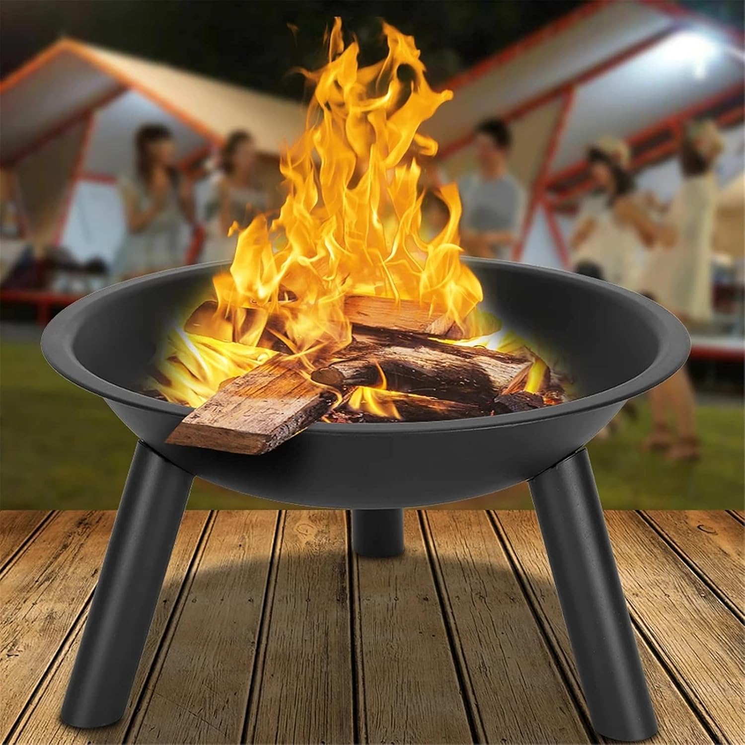 Outdoor Brazier Portable Outdoor Fire Pit Bowl Steel Iron BBQ Grill for Garden Backyard Picnic Camping Beaches Park Portable Burning Brazier