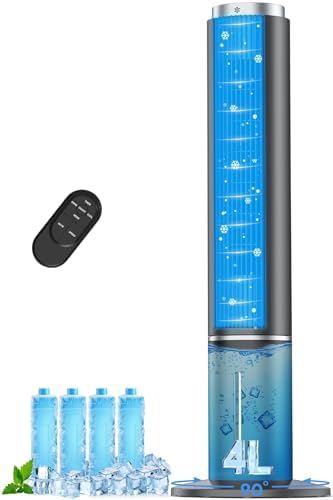 42 INCH Windowless Portable Air Conditioners w/4 Modes & 3 Speeds, 1-Gal Tank for 15H Cooling, 12H Timer, Swamp Cooler Air Conditioner No Window Needed, 90° Oscillating AC Unit for Bedroom