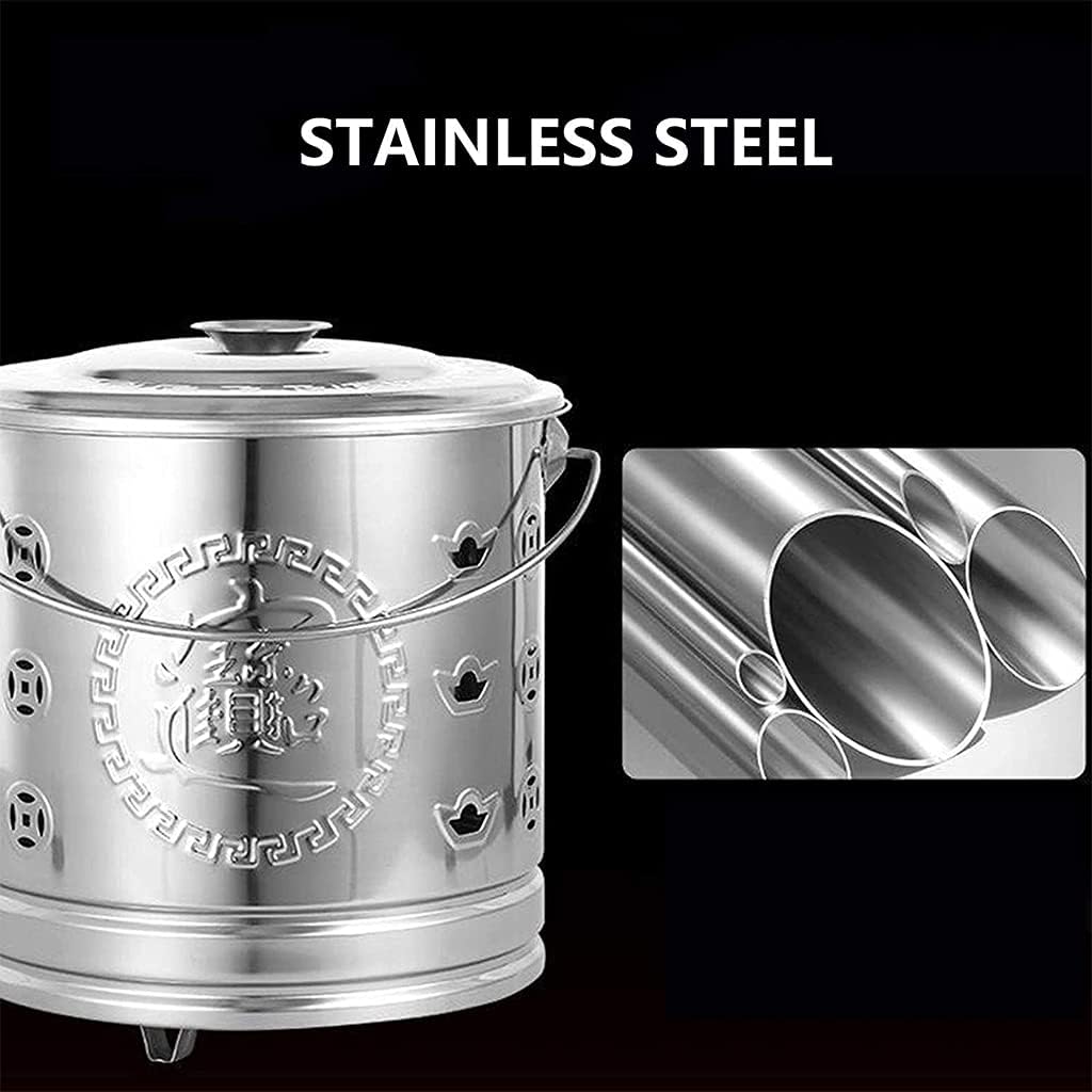 Compact Stainless Steel Outdoor Fire Pit Wood Burning Portable Backyard Bonfire Bin Galvanised Garden Incinerator Box 36.5x38cm ()