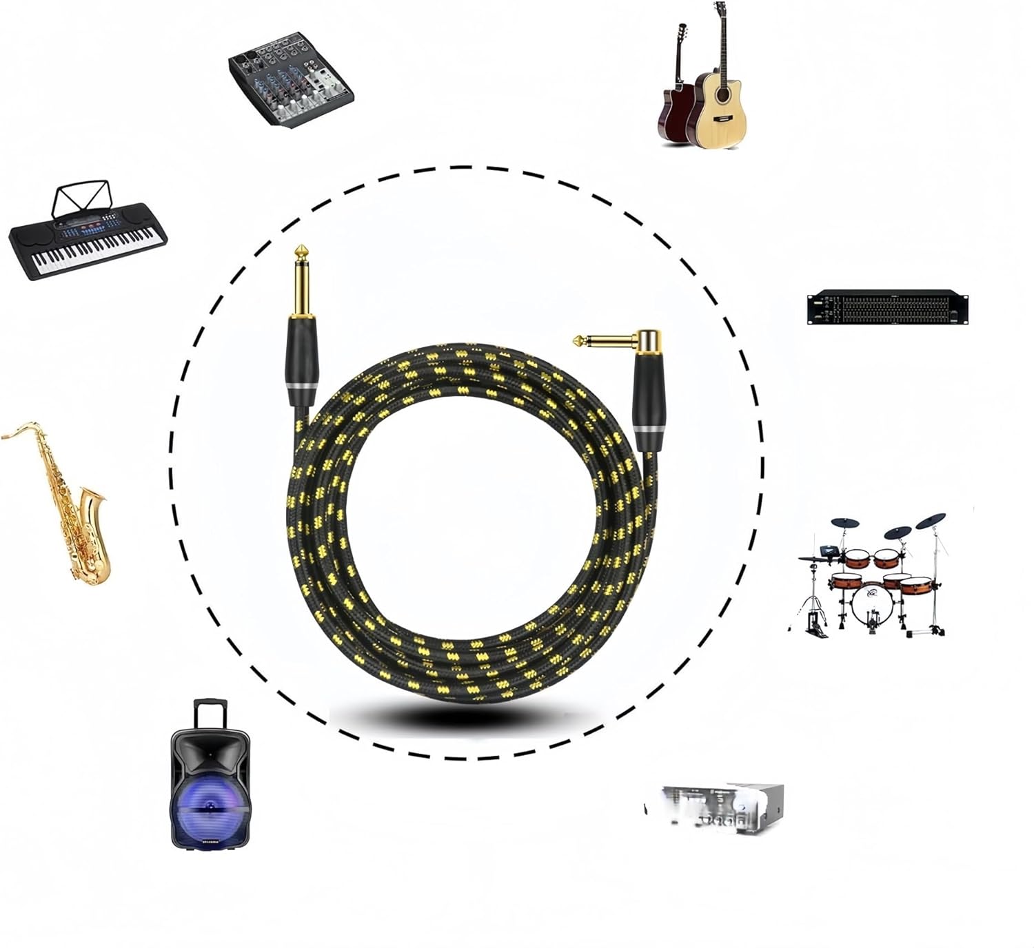 Ja-ck 1/4 Inch Instrument Cable Right-Angled to Straight 6.35mm Guitar Cable for Guitar Bass Keyboard Mixer Amplifier(Pack of 2,8m)