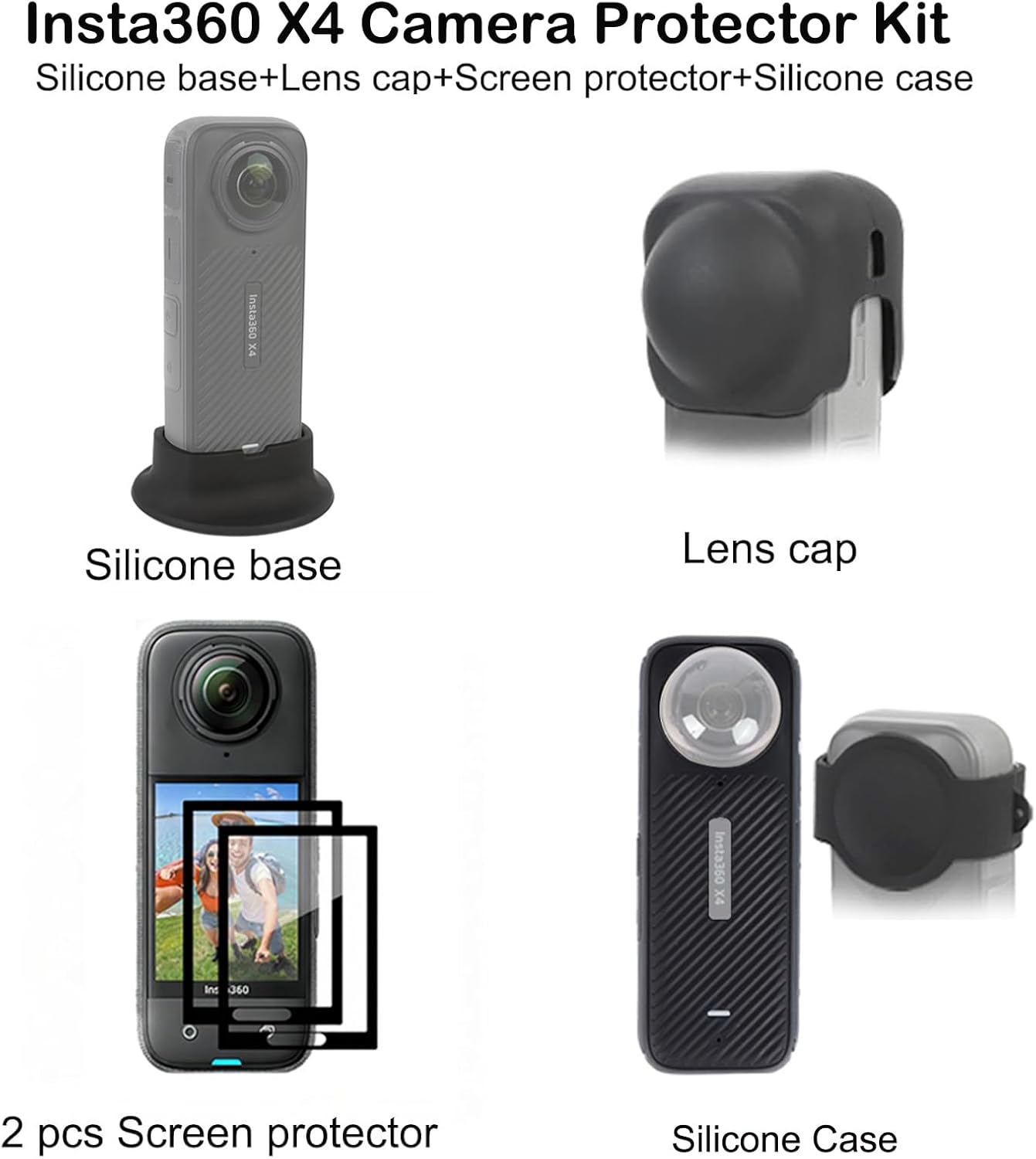 PellKing Accessories Kit for insta360 X4,Included Carrying Case with Belt,2 Pcs Metal 1/4