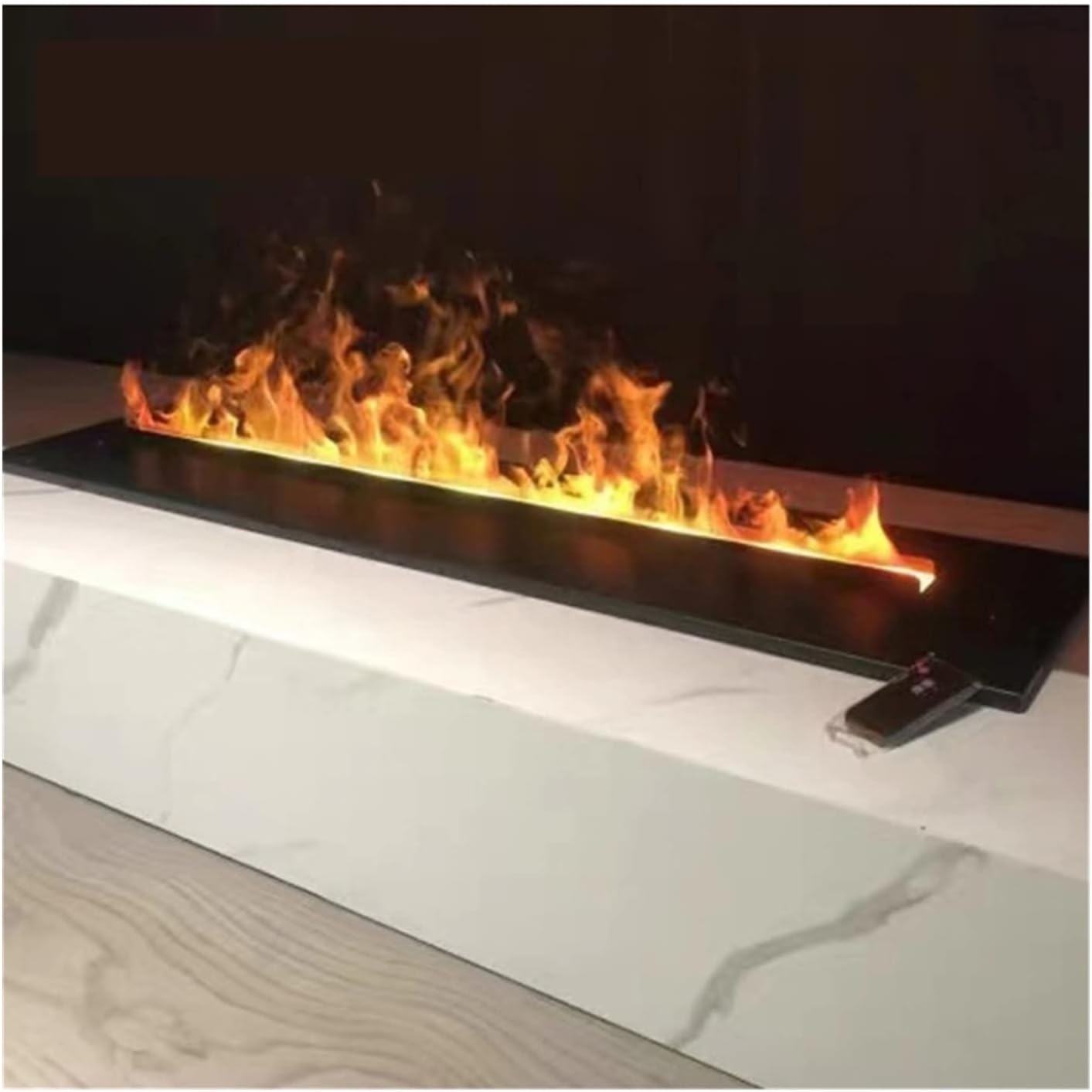 3D Water Vapor Fireplace with Humidifier Flame Recessed Electric Fireplace 39.3 Inch Long 3D Steam Electric Fireplace with Remote, Metal Panel, 330W, Black