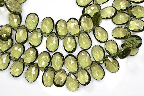 13 inch natural beads strand of 9x14mm faceted pear green amethyst gemstone briolletes beads for DIY jewelry - necklace, bracelet, earring, ring.