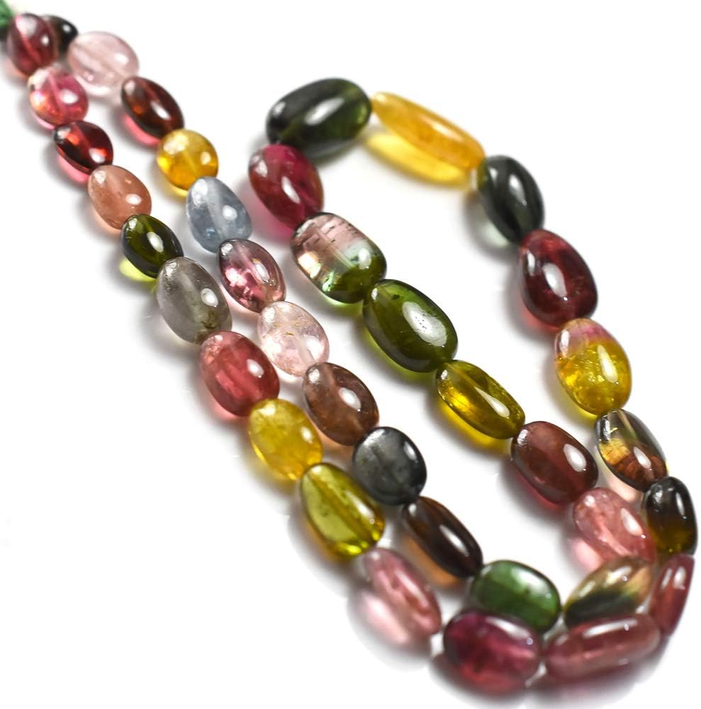 Semi Precious Hand Polsihed Multi Tourmaline Smooth Oval Colorful Tumbled Beads
