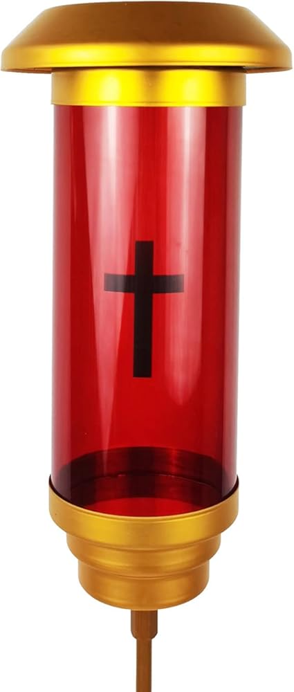 Solar Cross Cemetery Candle Holder and Lamp - Grave Lights for Cemetery