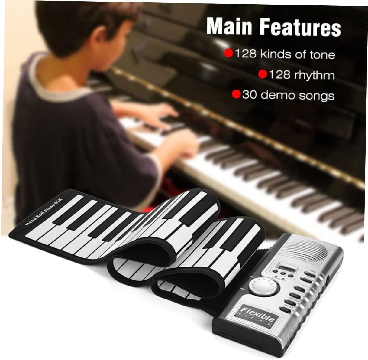 Foldable Silicone Keyboard Piano with Speaker Keys Portable Electronic Music Instrument for Beginners and Adults Midi Compatible for Easy Music Production