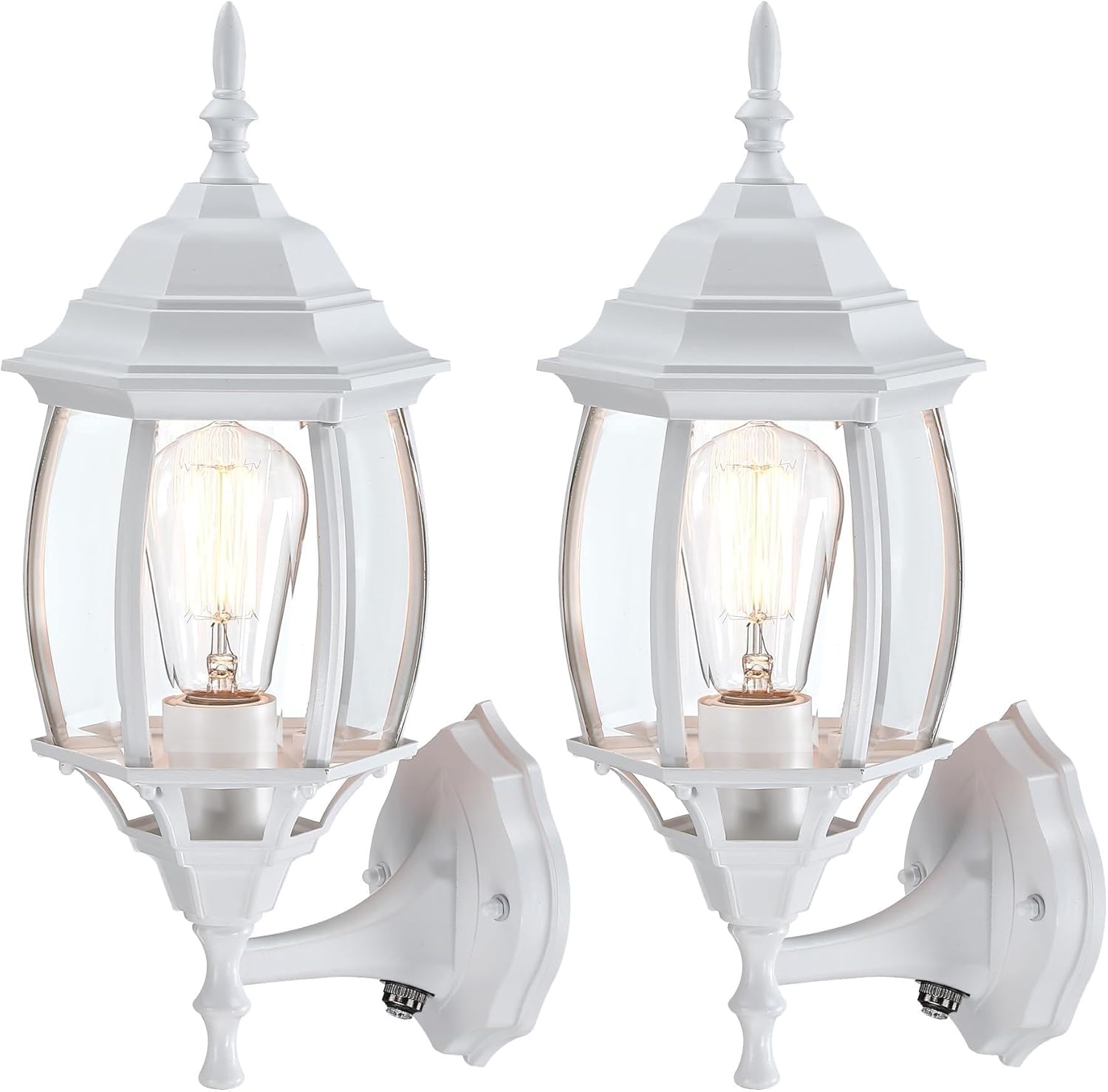 2 Pack 16.8in White Porch Lights Dusk to Dawn, Sensor Wall Sconce White Outdoor Light Fixture for House, Dusk to Dawn Exterior Wall Light for Porch Front Door Garage, E26