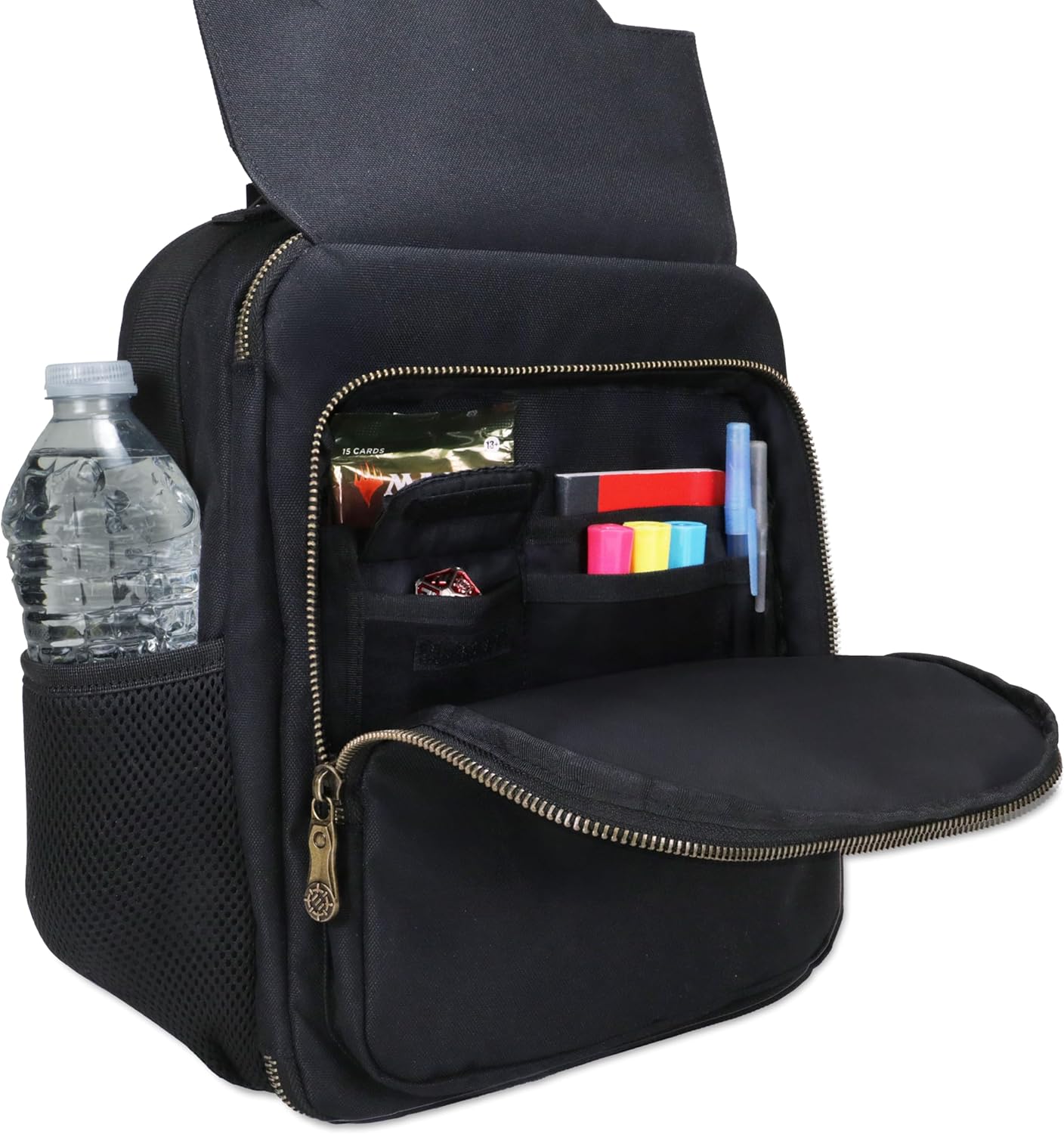 ENHANCE Small Card Backpack with Card Defender Screen, Customizable Interior, Storage for Dice Bag, Sleeves, Deck Boxes - TCG Backpack with Playmat Holder, Compatible with Magic the Gathering, Lorcana