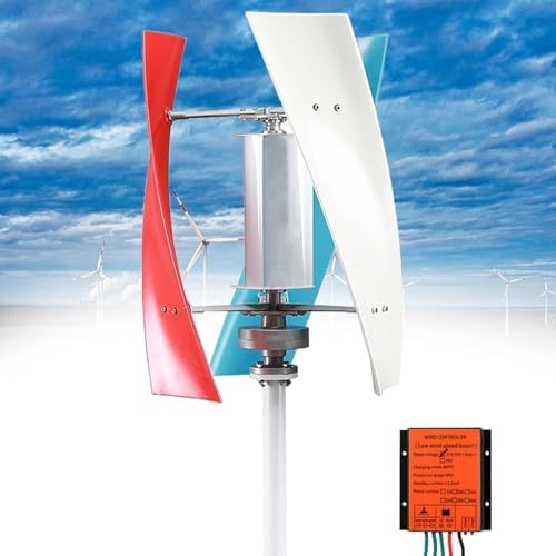 10,000W Vertical Wind Turbine Generator - 3 Blades Low Noise 12V/24V/48V Complete Set with Controller for Home Energy, Eco-Friendly Windmill Power System