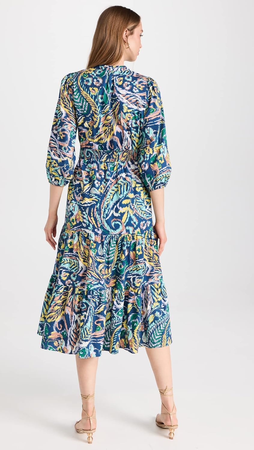 Shoshanna Women's Sunny Printed V-Neck Midi Dress