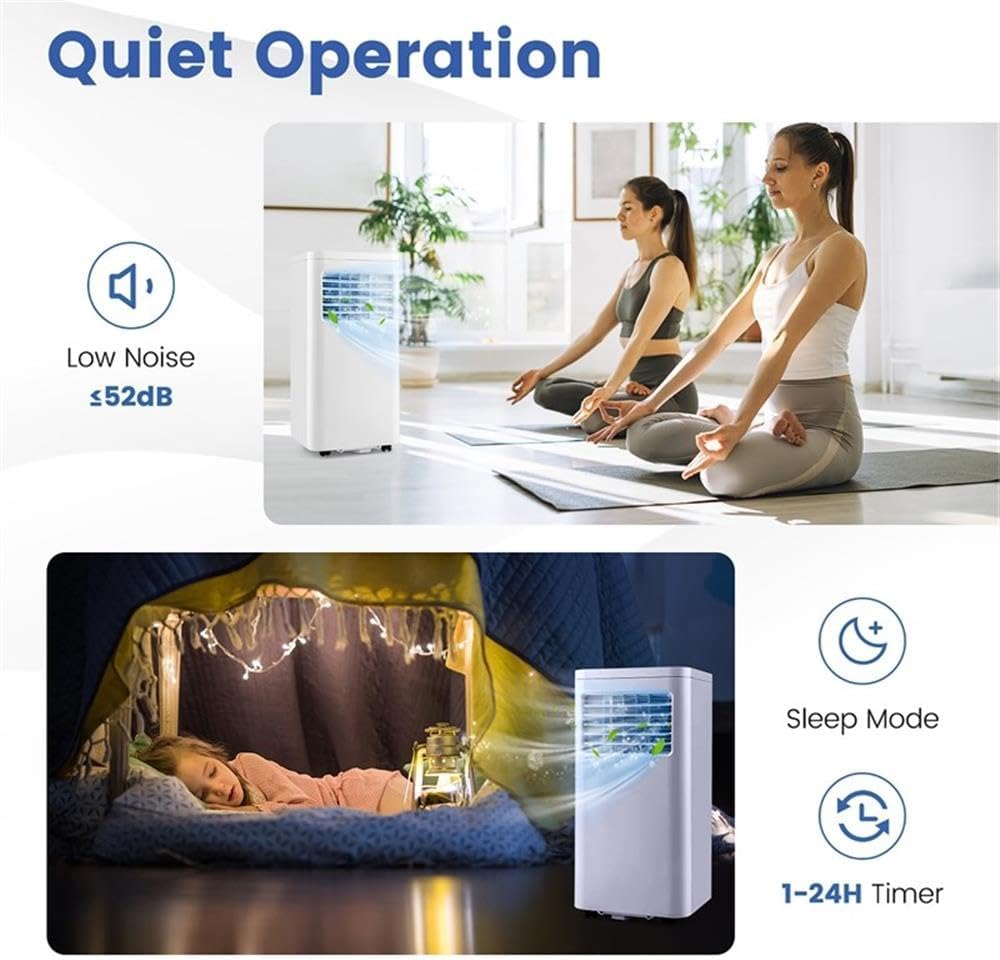 Pemberly Row Contemporary Plastic 8000 BTU Portable Air Conditioner in White