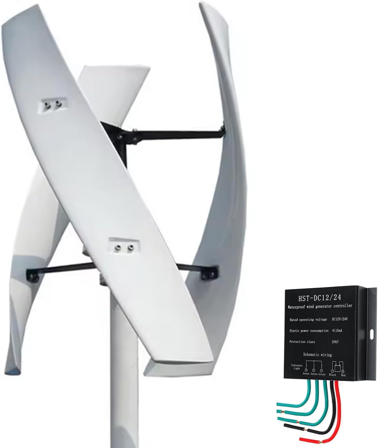 Portable Wind Turbine 3000W,12V 24V 48V 220V 3-Phase 3 Blades Vertical Axis Efficient Wind Tur-Bine Generator for Home, Farm, Rvs, Boats