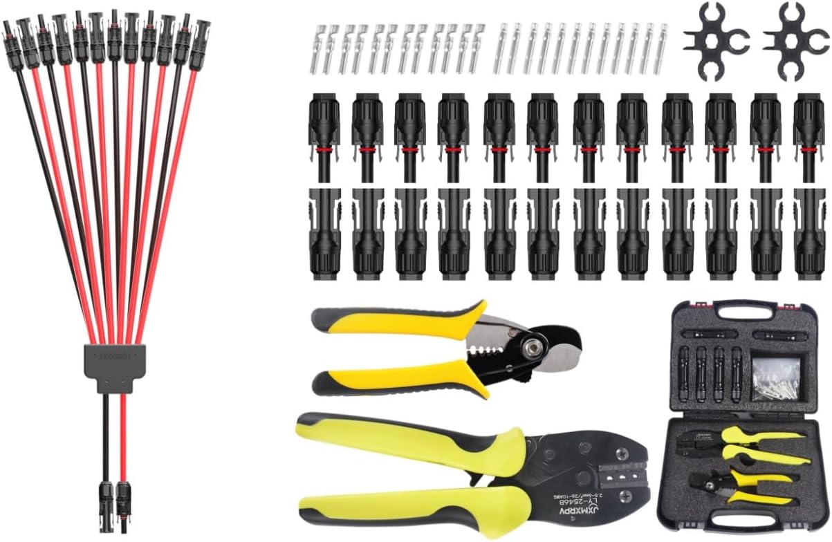 2 to 12 Y Branch Parallel Adapter and Solar Crimper Stripper Tool Kit