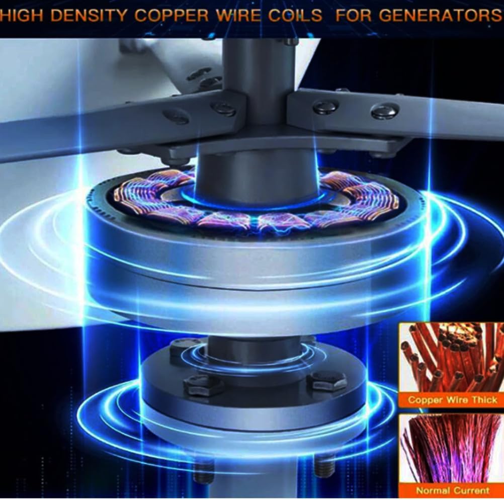 24v, 12000W Low Noise 3 Blades Magnetic Levitation Upright Wind Generator, 12V-220Vvertical Wind Turbine Householdwith Controller (White)