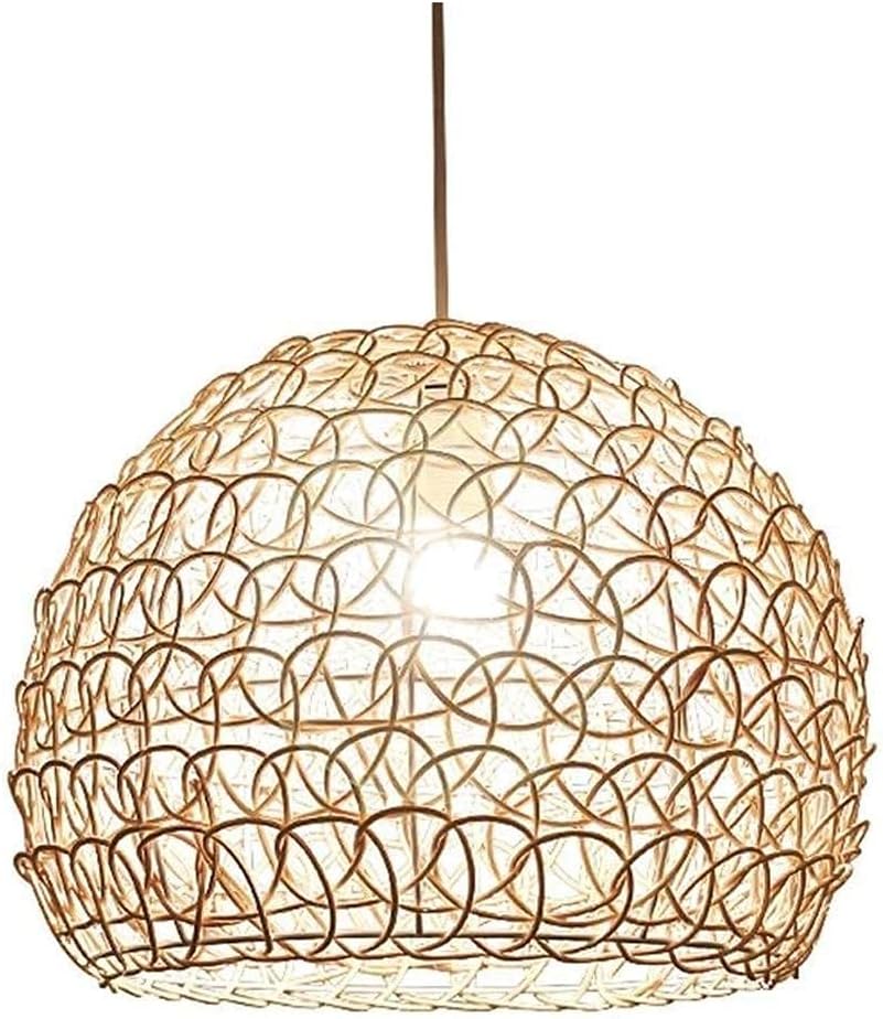 Natural Color Rattan Chandelier, Single Head Creative Bamboo Art Ceiling Lantern Modern Simple Handmade Hanging Lamp E27 Base Interior Decoration Lighting Fixture