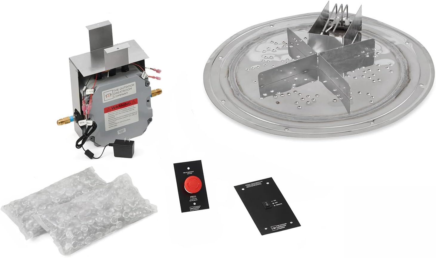 The Outdoor GreatRoom Company Crystal Fire Plus Electronic Ignition Fire Pit Burner Insert (BI16DSING), 16-Inch Burner, No Burner Plate, Natural Gas