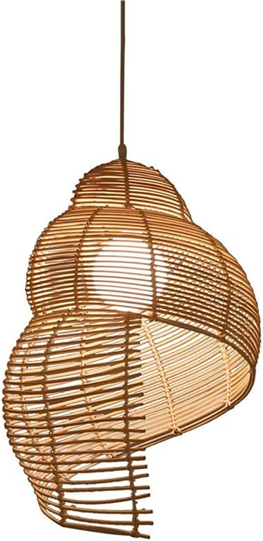 Creative River Snail Shape Rattan Chandelier,E27 Pendant Light,Handmade Bamboo Hanging Lamp,Bamboo Lampshade,Kitchen Island,Bedroom Decorative Lighting Fixtures