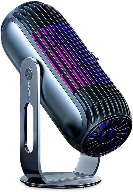 Bug Zapper Indoor Outdoor, Quiet Mosquito Trap, Efficient Electric Insect Killer, Silent Fan,Blue Violet Lamp, Auto On/Off, Flying Trap Kill Moths/Gnats/Flies for Home Patio Office Courtyard