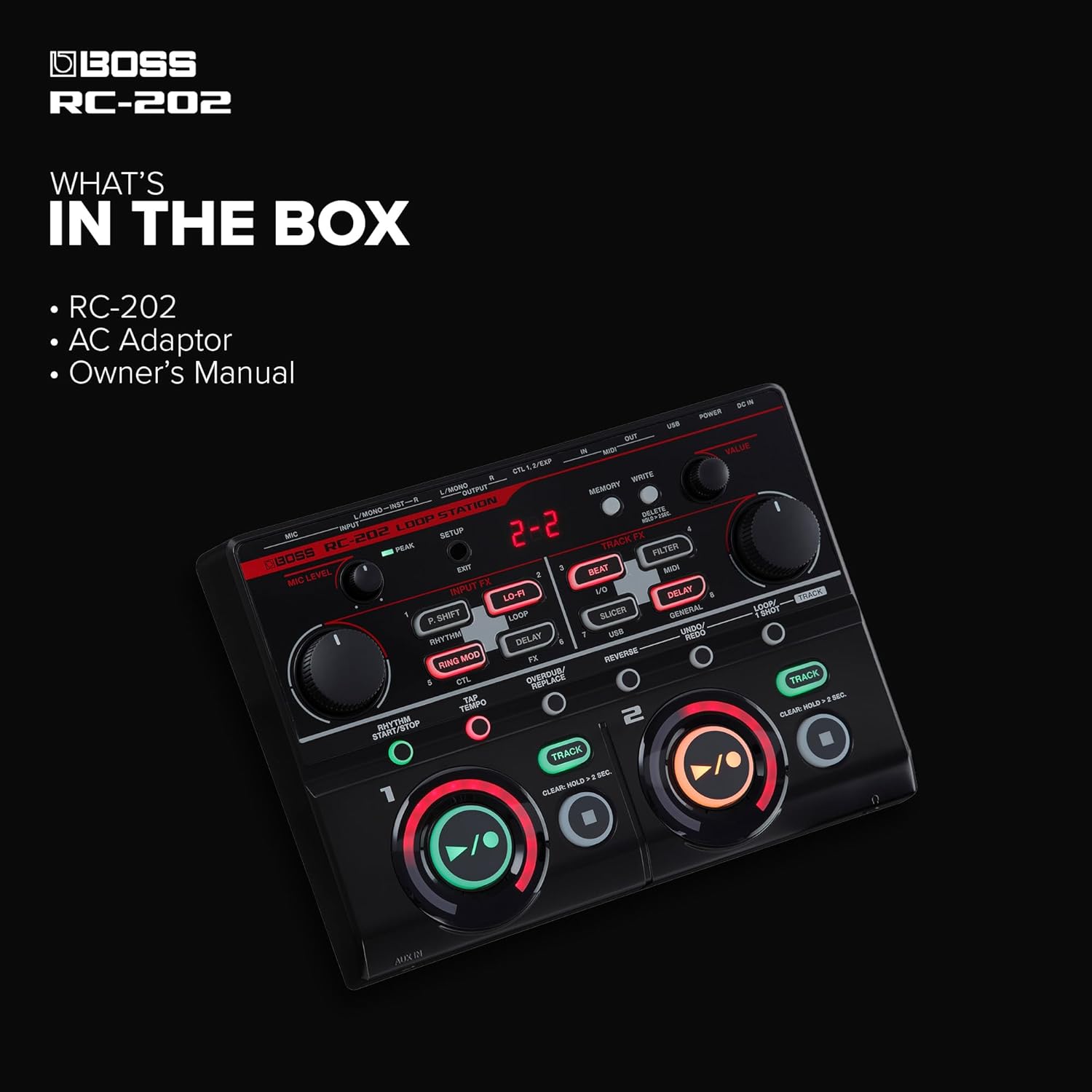 BOSS RC-202 Loop Station | Fingertip Looping for Progressive Music Creators | Two Stereo Tracks | 64 Phrase Memories | USB Audio/MIDI Interface | For Club Performers, Electronic Musicians & Beatboxers