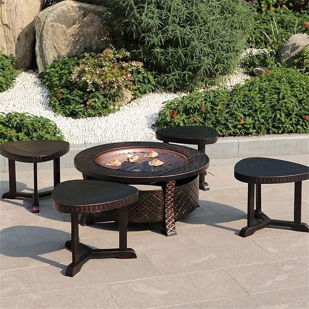 Fire Pits Outdoor Wood Burning Firepit Home Fire Pit - Large Bonfire Wood Burning Patio & d Firepit for Outside with Round Spark Screen with Cover BBQ Cooking for Outside Camping