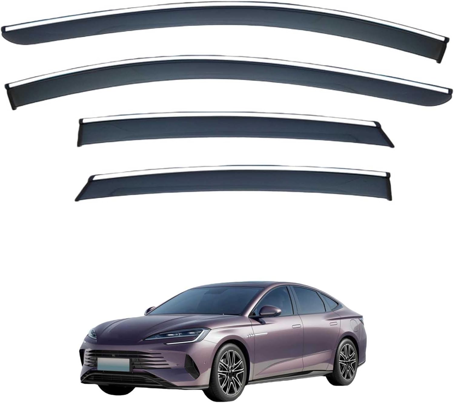 Window Deflectors for BYD Seal DMI MK1 2023+, Sun Rain Guard Window Visors Vent Shades with Bright Stripes Car Accessories