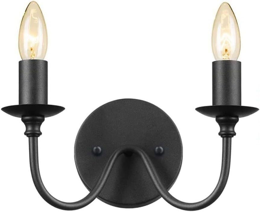 Outdoor Wall Sconce Black 2 Light Wall Sconce Candle Wall Lamp Farmhouse Rustic Light Fixture Modern Industrial Bathroom Vanity Lighting Fixture, Modern