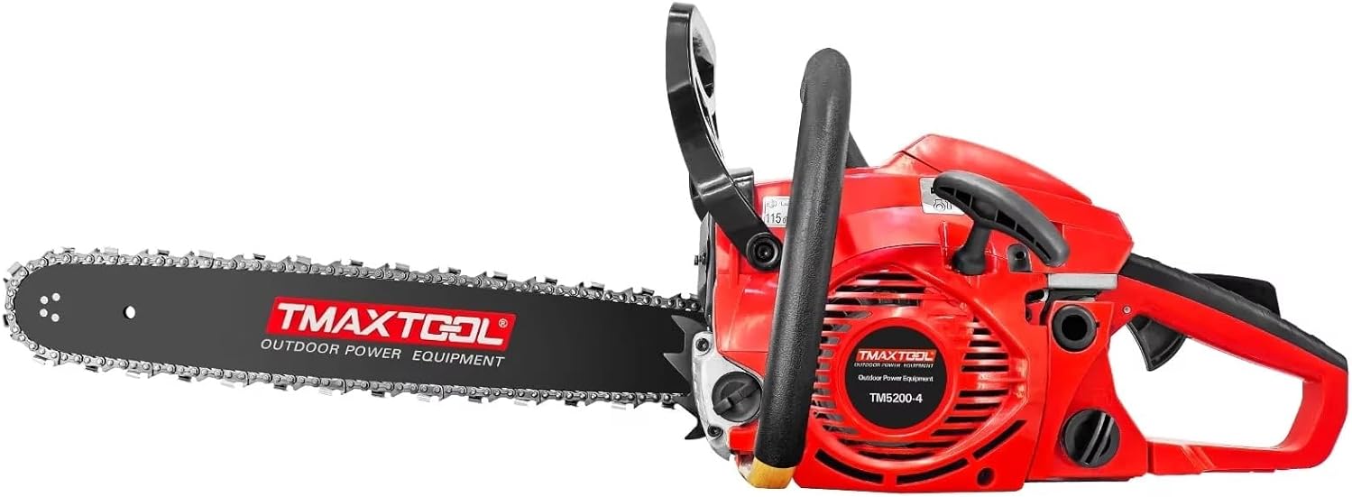 62cc Powerful 20 inch Gas Chainsaw with 2 Stroke - Ideal for Pruning, Limbing, and Sawmill Operations(Red)