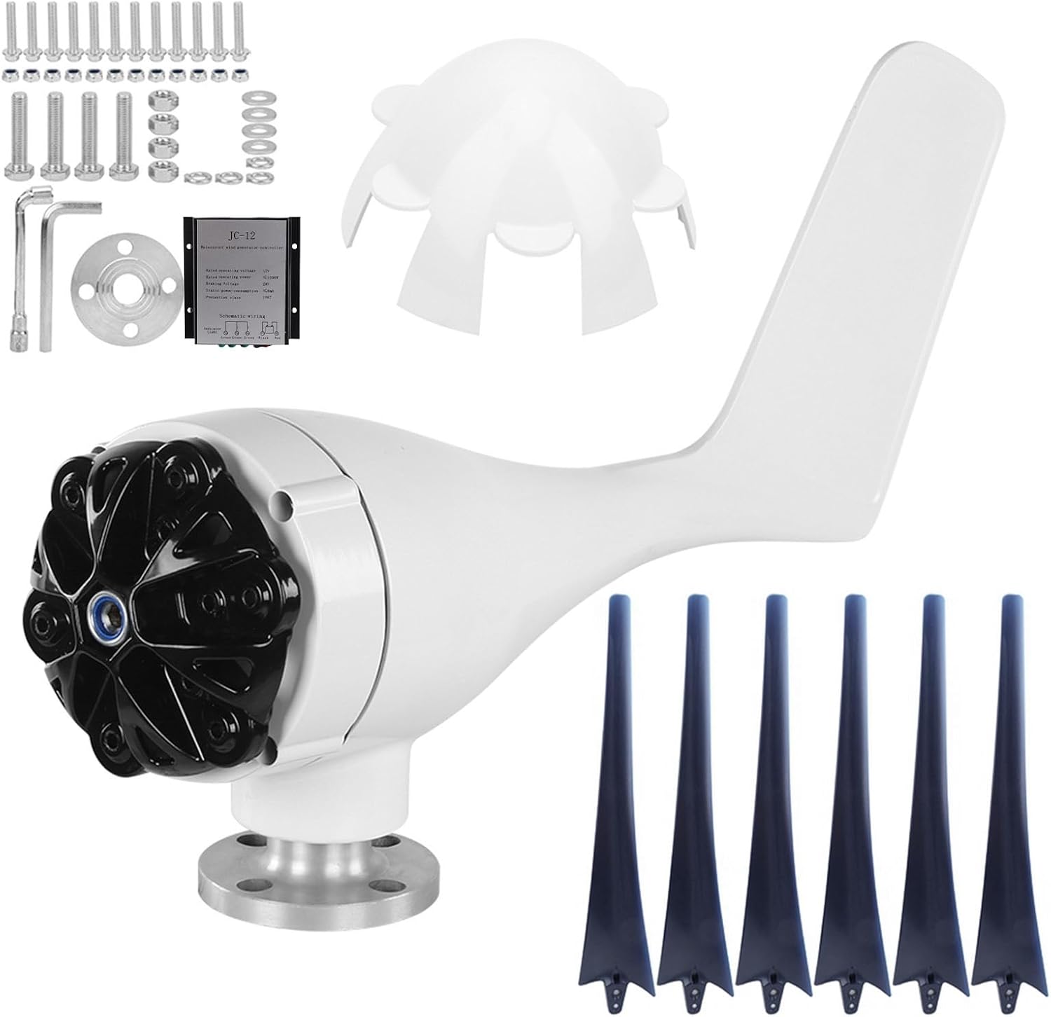 Small Windmill Turbines Generator 6 Blade Wind Turbines Set 800W Wind Industrial Machinery Equipment Blue