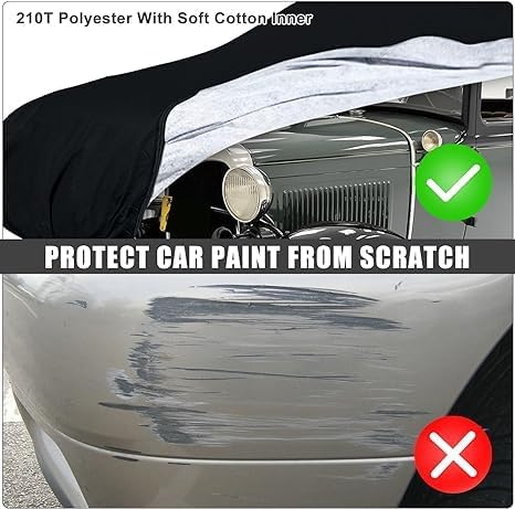 Old Classic Car Cover Waterproof Compatible with Ford Model A Coupe/Roadster 1928-1931 Accessories, 210T Black All Weather Car Covers with Zipper&Lock for Car Dust Snow Rain Hail Protection