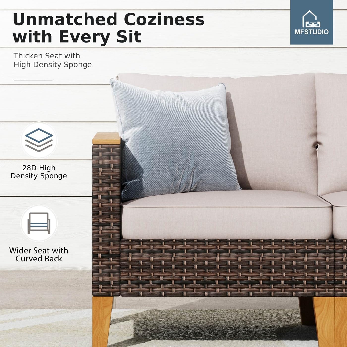 MFSTUDIO 11 Pieces Wicker Patio Furniture Set with 56