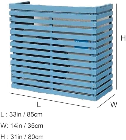 Wood Air Conditioner Covers for Outside, Outdoor Air Conditioner Cover Fence, Weather Resistant, Aesthetically Pleasing Decorative, Easy to Care(Blue,33x14x31in/85x35x80cm)