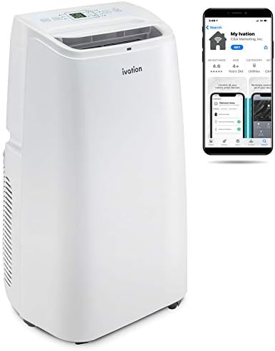 Ivation 13,000 BTU Portable Air Conditioner with Wi-Fi for Rooms Up to 500 Sq Ft (8,500 BTU SACC) 3-in-1 Smart App Control Cooling System, Dehumidifier and Fan with Remote, Exhaust Hose & Window Kit