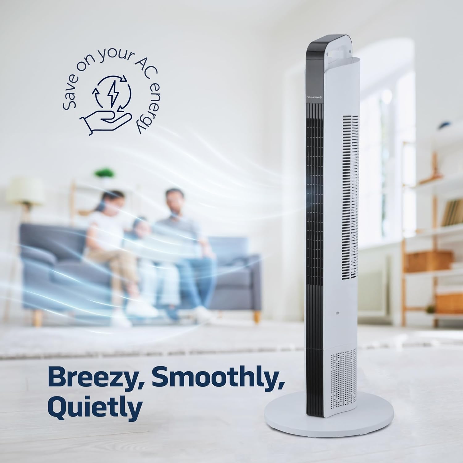 42” Oscillating Tower Fan, 3 Speed Portable Fan Tower With Remote Control, Quiet Operating Floor Fan for Bedroom with 7.5 Hr Auto Off Timer, Modern Design Room Cooling Fan For Home & Office