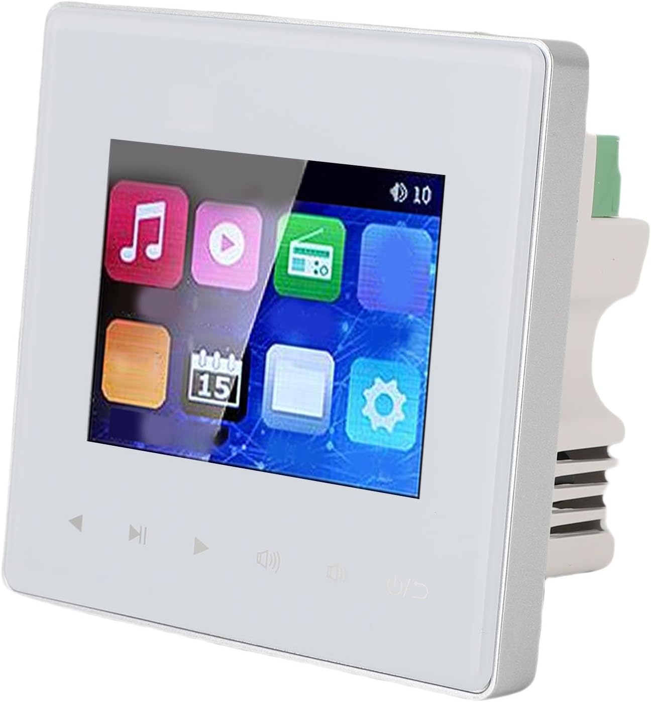 PUSOKEI Wall Mount Music Amplifier, 2.8 inch Smart Ceiling Speaker Background Music Controller with HD Touch Screen, Bluetooth, FM Radio, Timer and Multi Format Support