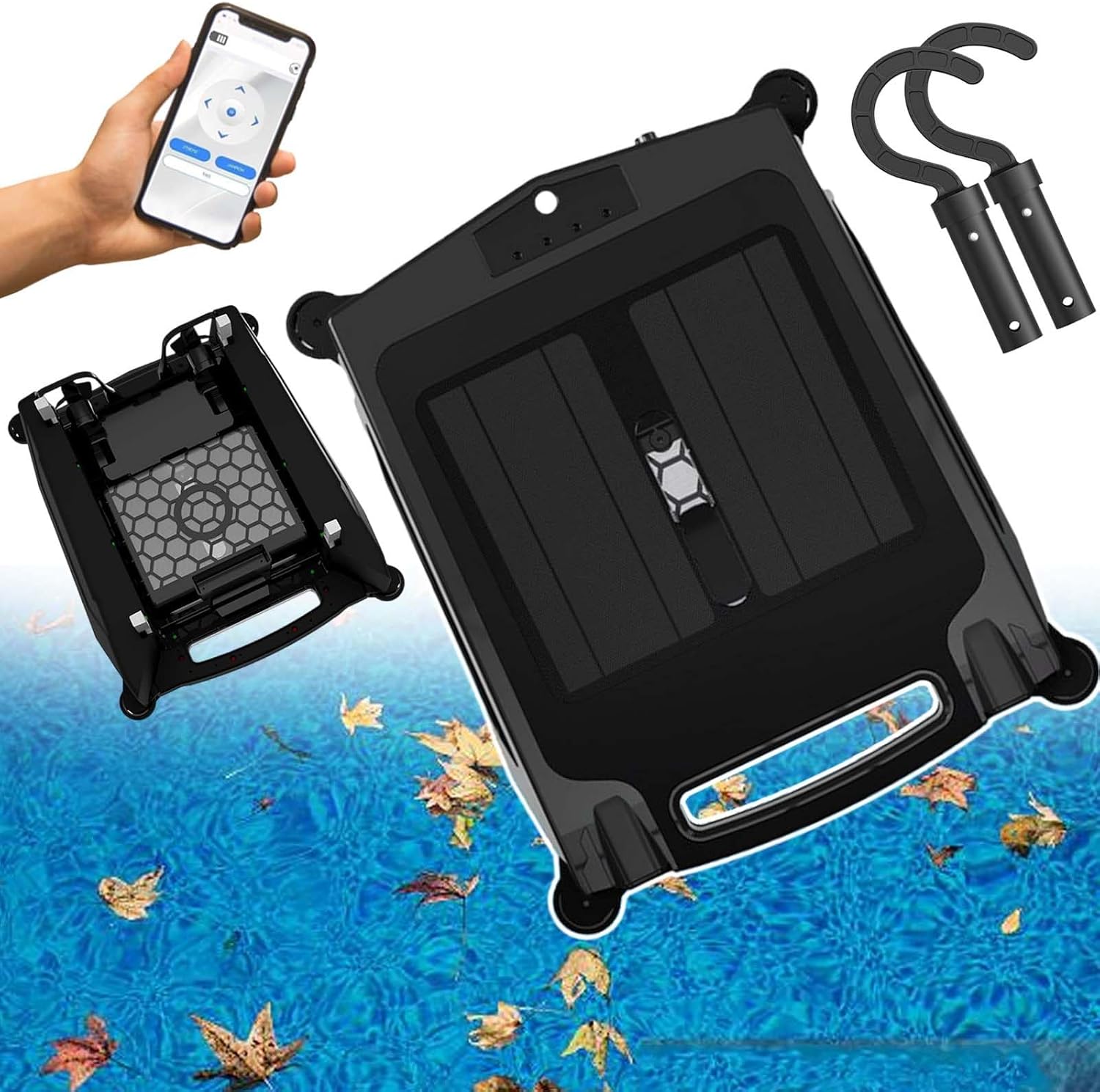 Home Pool Cleaners with Led Indicator Lights, Automatic Pool Skimmer with App Control,Switchable 2 Working Speed