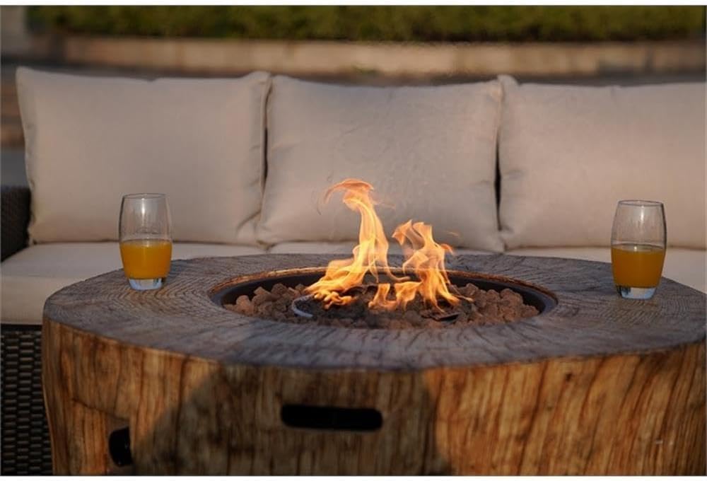 Pemberly Row Brown Aluminum Patio and Outdoor Round Firepit with Rain Cover