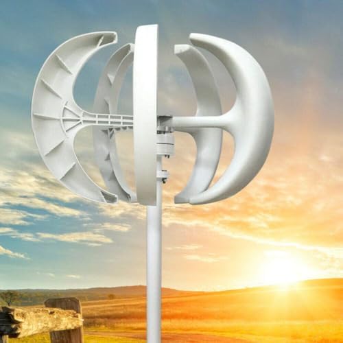 400W-1200W Vertical Axis Wind Turbine - 5 Blade DIY Low-Speed Windmill, Portable 12V Power Generator with Three Phase Permanent Magnet for Outdoor Renewable Energy