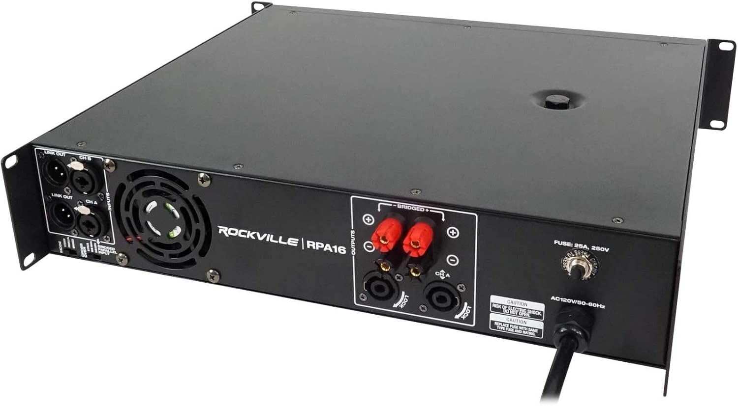 Rockville RPA16 10000W Peak/3000W RMS 2-Channel Power Amplifier, Bridgeable, Built-in Crossover, Limiter, LCD Display, XLR/Speakon/Banana Outputs, for Pro Audio and DJ
