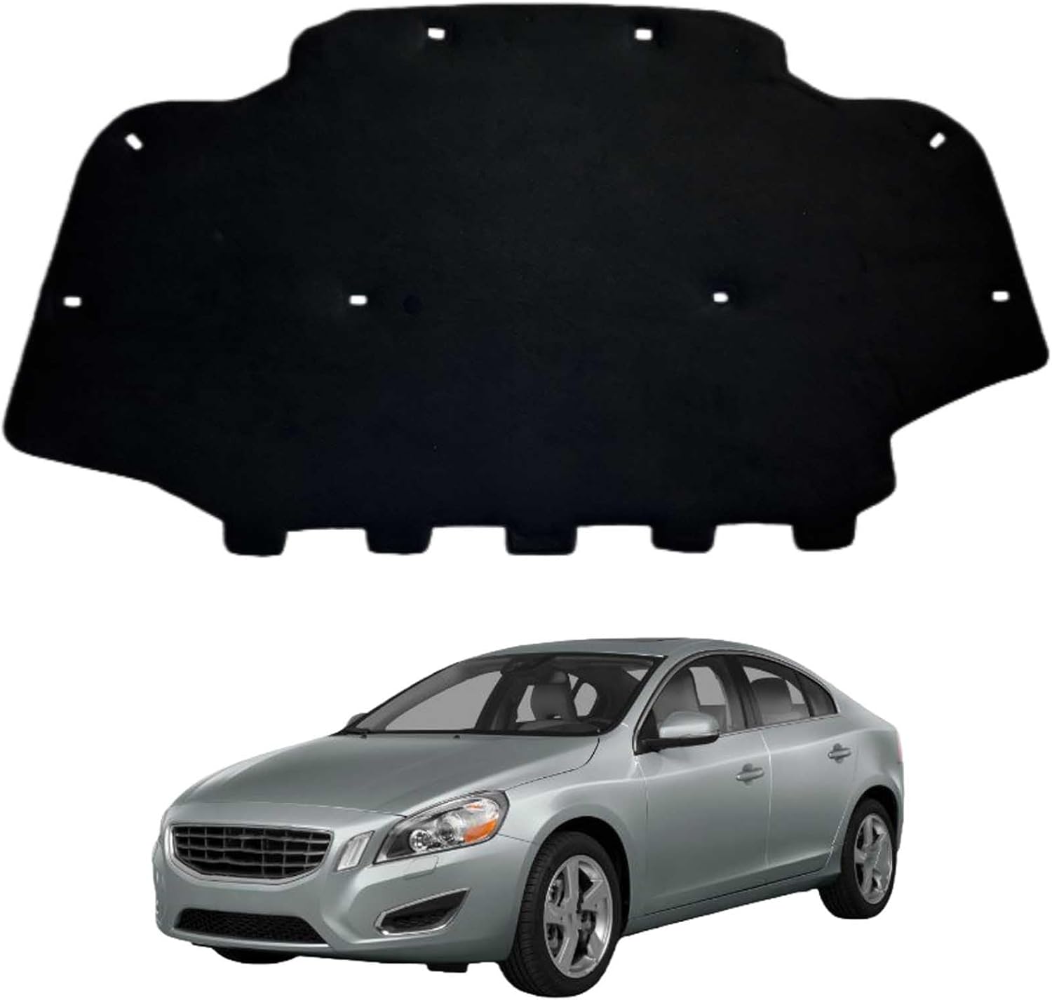 Car Front Hood Engine Sound Pad for Volvo S60 2010-2013 OE:30715827/30715826, Heat Insulation Cotton Mat Cover Soundproof Car Accessories