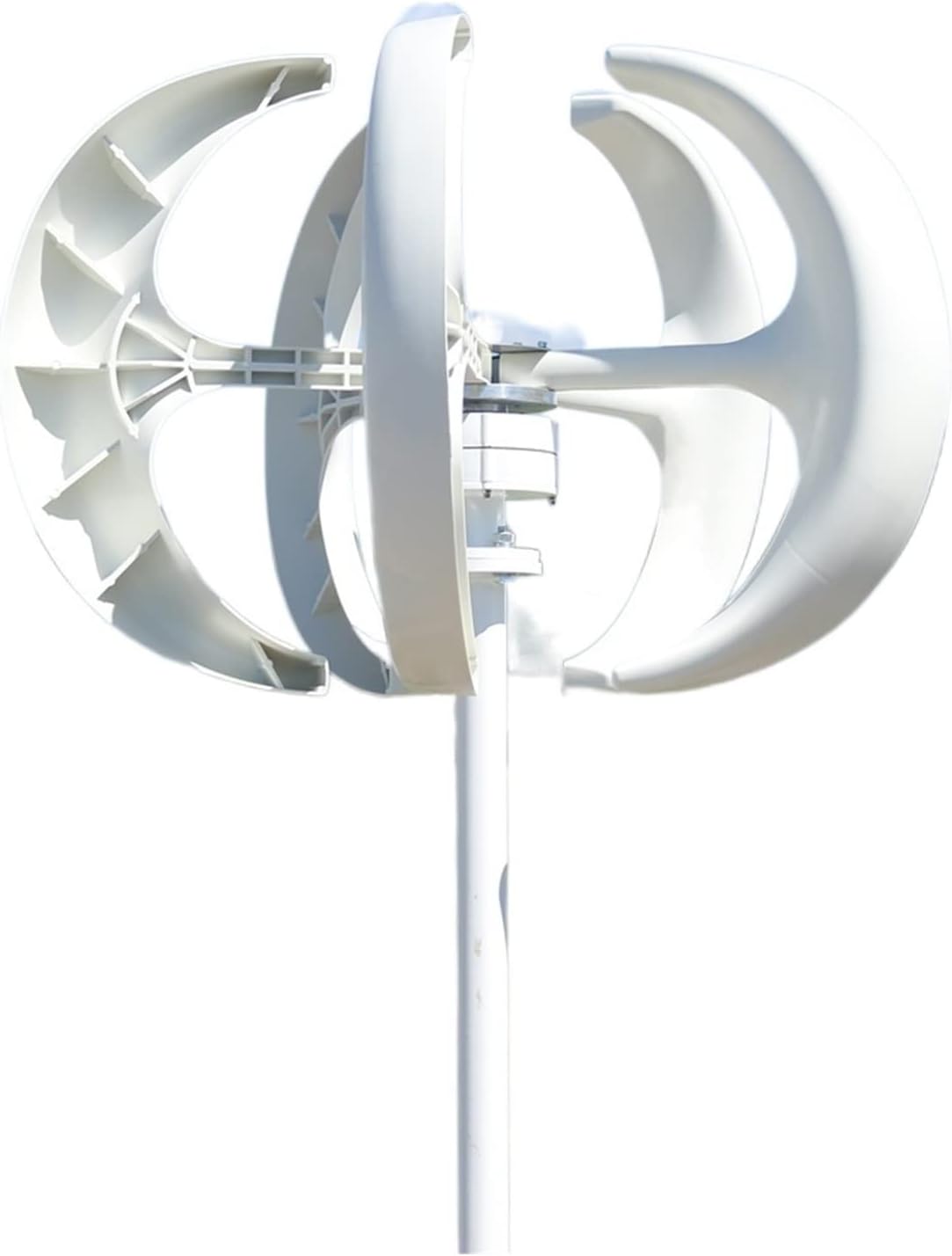 Wind Turbine, 4000W 5 Blades Vertical Axi Wind Turbines Generator Lantern 12V 24V Motor Kit Electromagnetic for Home Streetlight Use(White,12V)